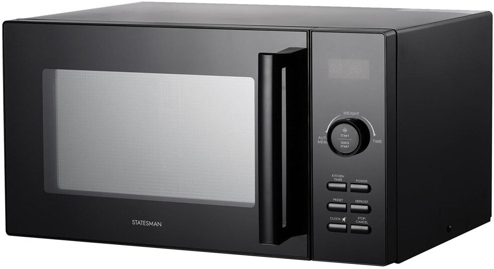 Statesman 23L 900W Digital Solo Microwave Silver Black 28.1cm H X 48.3cm W X 40.6cm D
