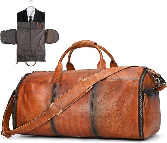 Reisetasche mit Kleiderfach - große Ledertasche - mit Schuhfach - ideal für Reisen