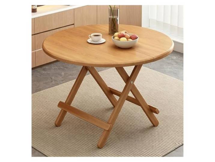 ZCXMNL Runder Klappbarer Esstisch for Kleine Räume, Klappbare Runde Küchentische Aus Holz, Tragbar, Zusammenklappbar for Zuhause, Terrasse, Camping(Natural,100x72cm)