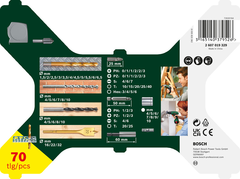 Bosch X-Line TiN-beschichtetes Set, 70‑tlg. 2607019329
