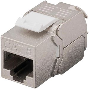 Goobay Keystone-Modul 61129, geschirmte Buchse, RJ45 Cat 8.1, werkzeuglose Montage, Metall, PoE++