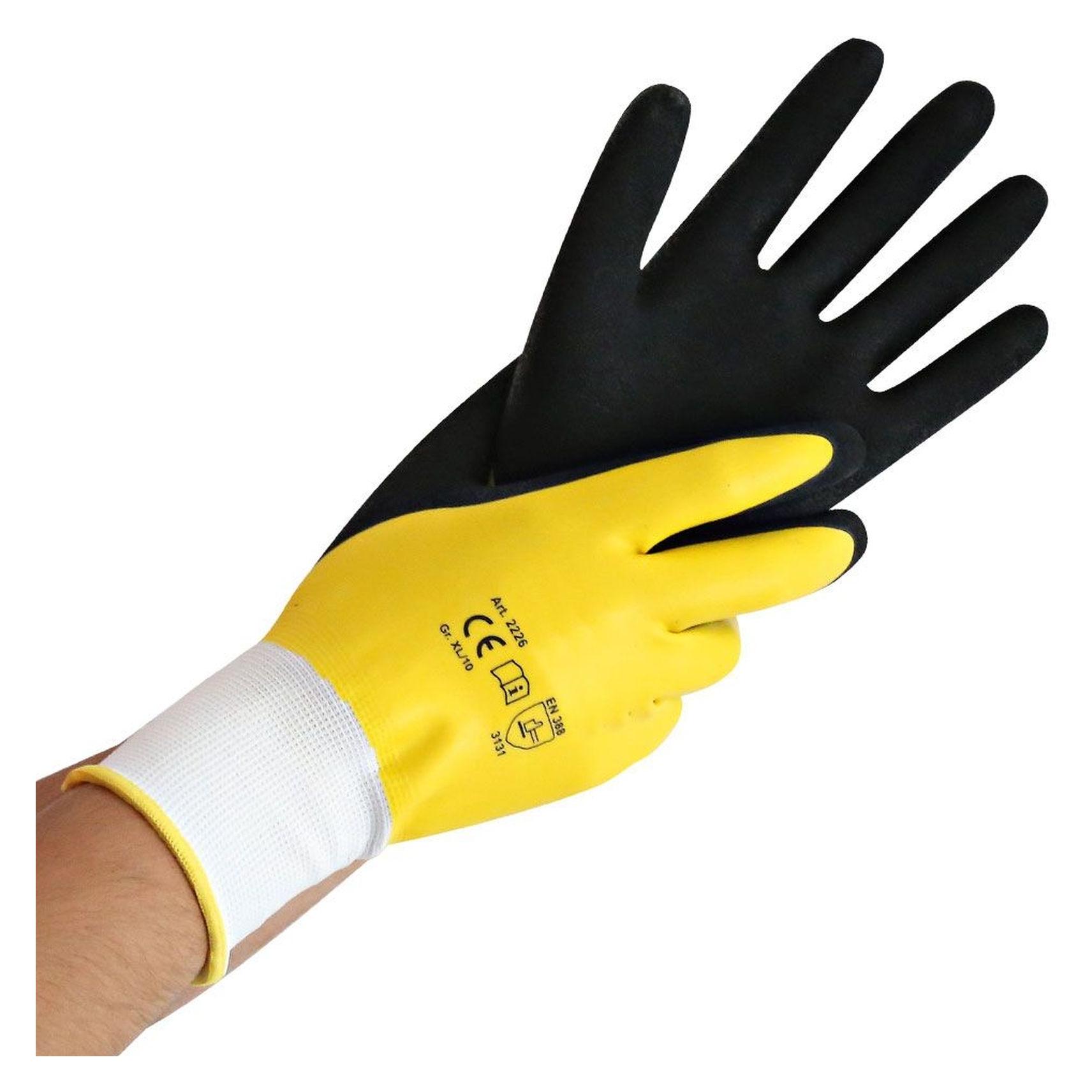Hygostar Polyester-Feinstrick-Handschuh Wet Protect L/9 gelb-schwarz VE=12 Paar (9) (339848)
