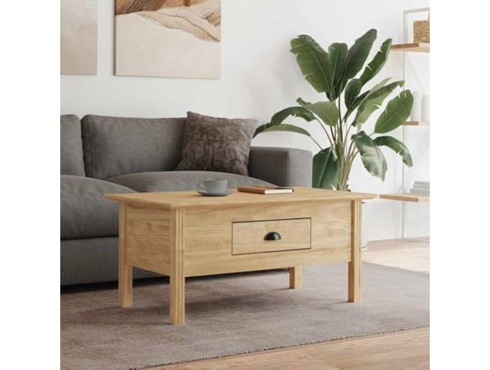ZXQVLMRS Couchtisch BODO, Wohnzimmertisch mit Schublade, Honigbraun Aus Holzwerkstoff, Minimalistisches Design, Viel Stauraum, Rechteckige Form