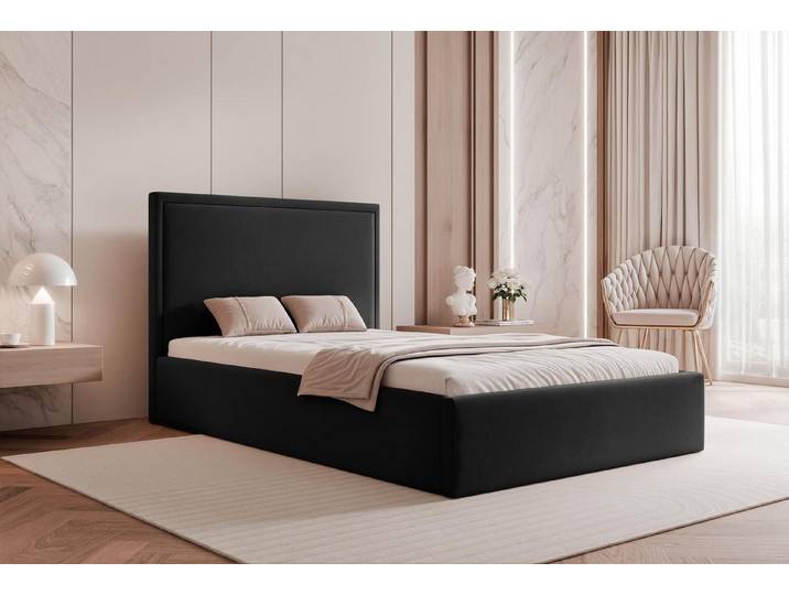 Compleo Polsterbett Design Bett, Elegant und Glamour Design, Doppelbett, gepolstertes Kopfteil mit Bettkasten
