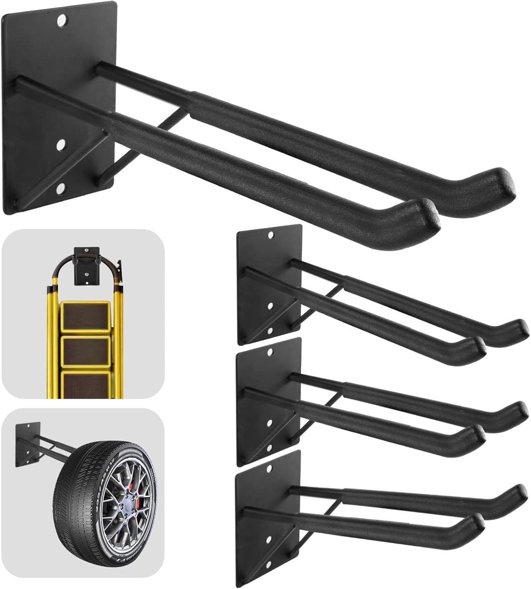 4x Zware Garagehaken voor Wandmontage van Gereedschap, Ladder en Banden