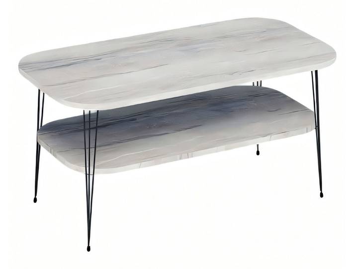 Xlmoebel Couchtisch Grauer Holz-Couchtisch mit Edelstahl-Elementen von XLMOEBEL (Packung, Couchtisch), Made in Europa