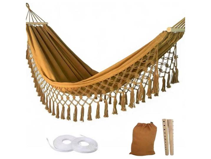 Hamac en toile à franges pour l'extérieur - Hamac portable antidérapant à franges pour le camping - Hamac de camping d'extérieur style bohème