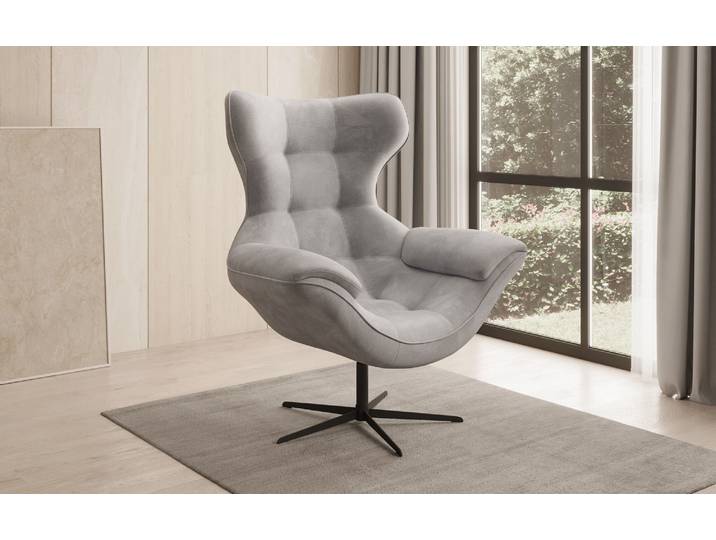 Designer Sofa-Sessel Aurelio in Samt - Hellgrau - Samt - Luxusbetten24