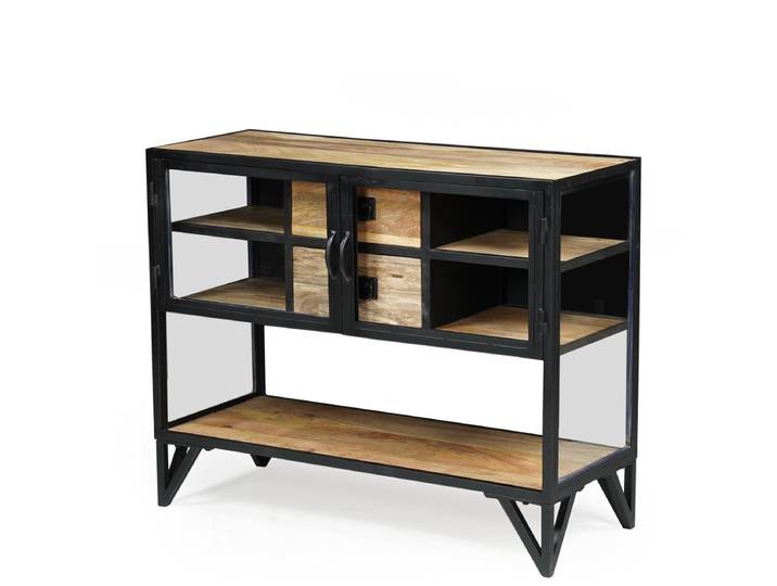 Konsolentisch BARBAR Metall Glas schwarz Konsole Industrial Flurtisch