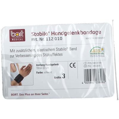 Bort Stabilo Handgelenkbandage Gr.3 schwarz 1 St Bandage(s)