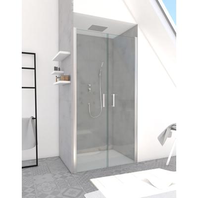 Dusch-Schwingtür MARWELL "Saloon", silberfarben, B:90cm H:200cm, Duschtüren, justierbares Wandprofil, hochwertige Aluminiumprofile