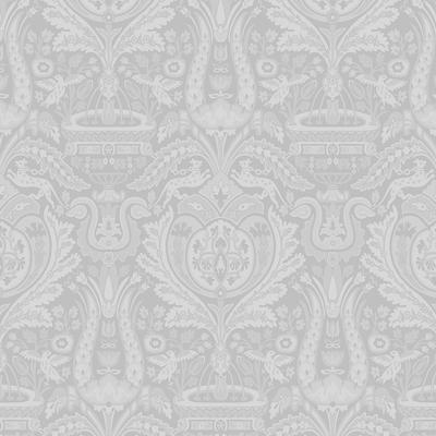 Vliestapete LAURA ASHLEY "Heraldic Damask", grau, B:0,52m L:10m, Vlies, Tapeten, FSC zertifiziert, mit lebhaftem Druck, 10 Meter Länge
