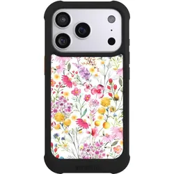 Nivocase Hülle für Apple iPhone 17 Pro Stossfeste Handyhülle NIVOmax Case Schwarz Blumen Frühling Muster (Apple iPhone 17 Pro), Smartphone Hülle, Schwarz