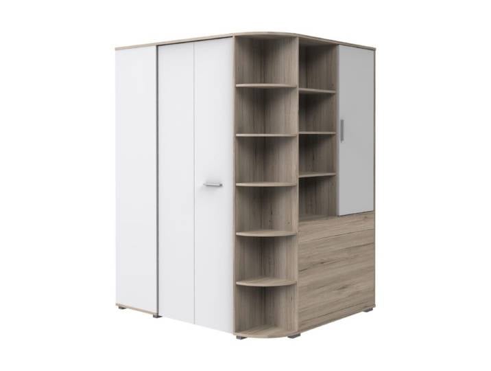 Wimex Joker Eckschrank begehbar - Eiche Sanremo Nachbildung, Dekor weiß Modern, Zeitlos