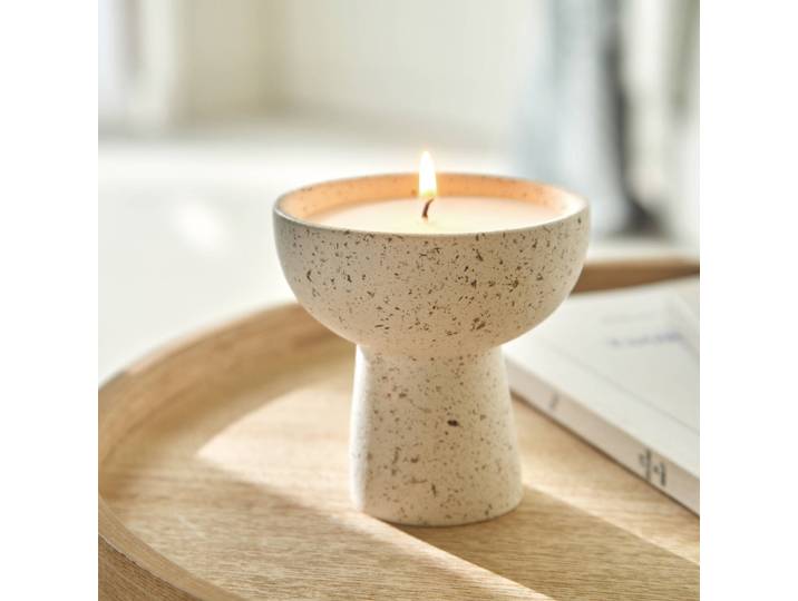 Bougie forme coupelle aspect pierre naturelle - Blancheporte