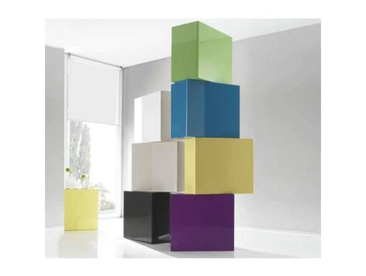 Élément mural cube - Box - Blanc - Brillant - À suspendre - Design contemporain