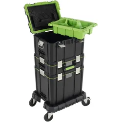 Baumarktplus Profi Stapelboxen 3 Boxen mit Tragegriffen Rollbrett mobile Transportboxen Werkzeugkoffe