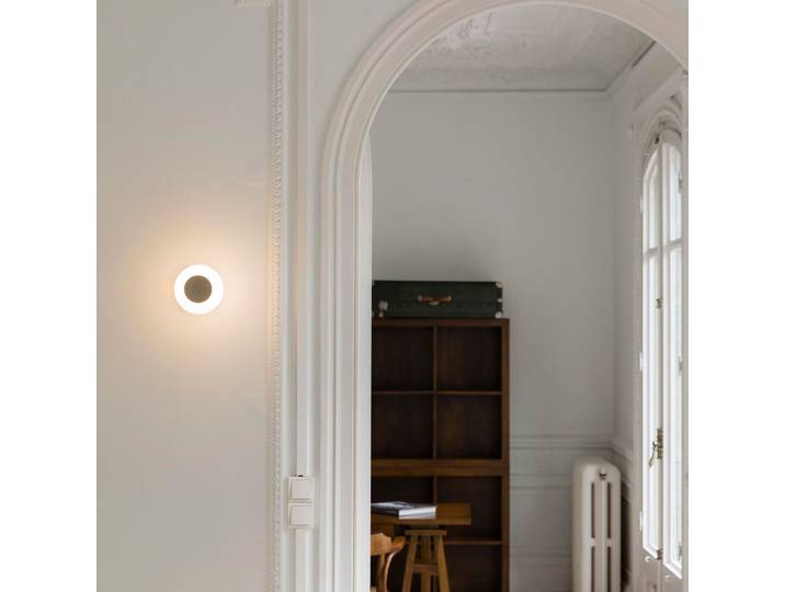 Moy LED-Wandlampe, gold/weiß, Glasschirm - Faro FARO BARCELONA - Wohnzimmer - Modern - Rund