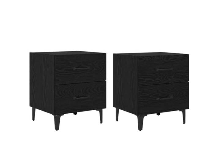KDVXBCQJH Nachttisch 2er Set Bettschrank Eichen-Optik Zwei Nachttische aus Holzwerkstoff mit Eisenbeinen und Schublade bieten praktische Ablageflaeche im Schlafzimmer.