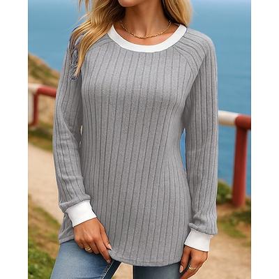 Damen Einfarbig Herbstshirt Pullover Langarm Oberteil Athleisure Frühling Herbst Warm Mode Wandern Reise Urlaub Sportbekleidung Sportkleidung Blau Schwarz Rosa