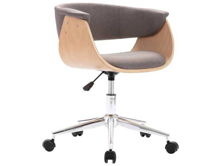 NEW 2025 - Chaise pivotante de bureau Réglable Chaise Ergonomique Taupe Bois courbé et tissu @@566