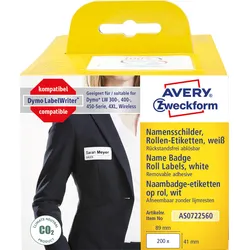 AVZ AS0722560 - Rollenetiketten AS0722560, 41x89mm, weiß