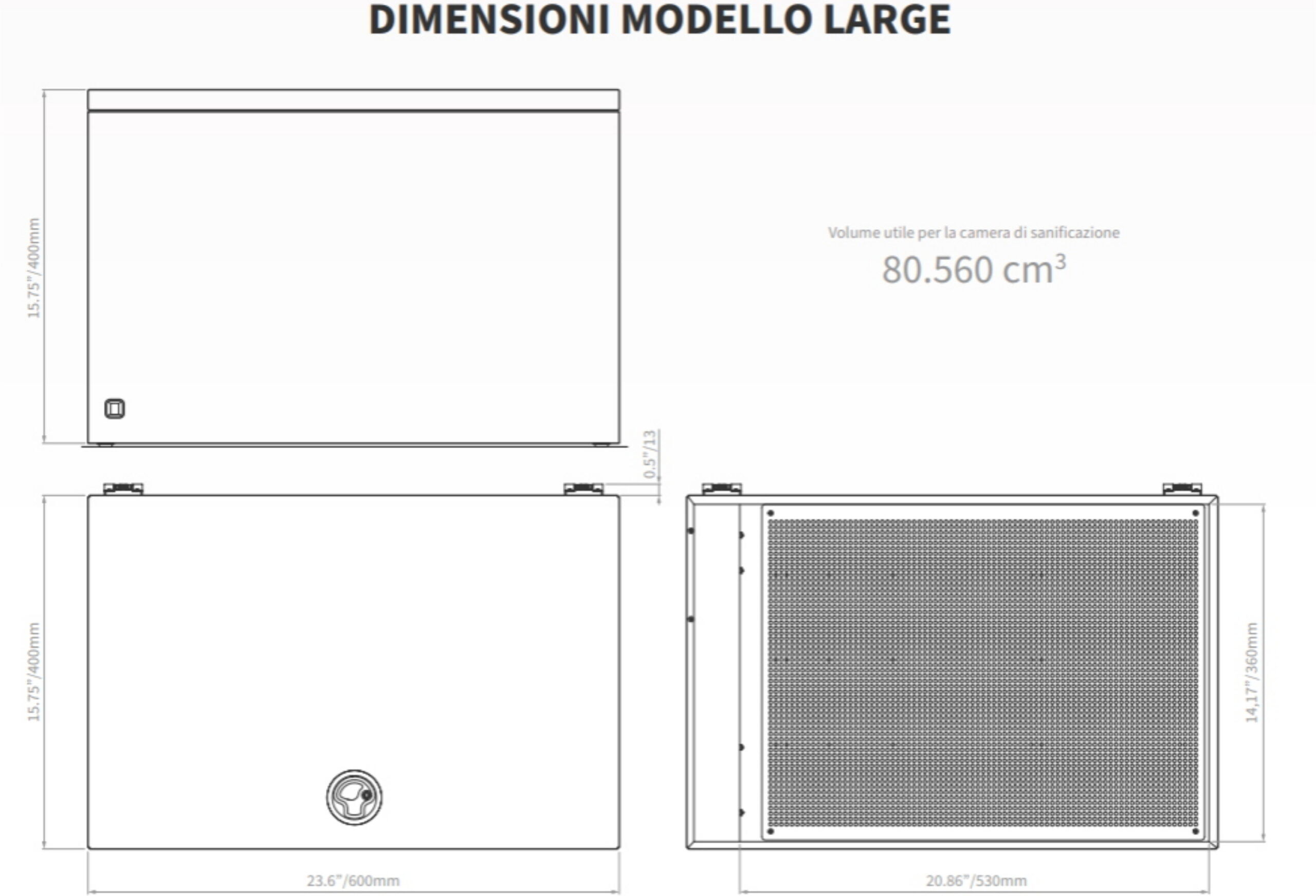 Custom Sanitize Box LARGE sistema di sanificazione professionale ad ozono 600×400×400 mm
