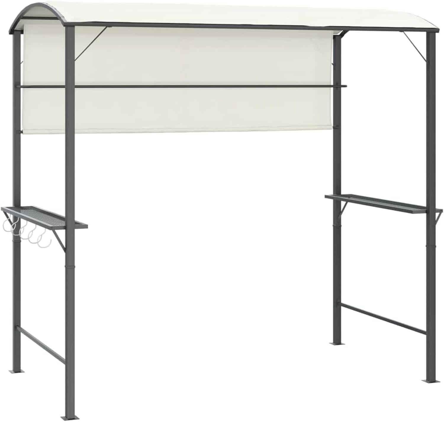Pavillon mit Dach 220x110x200 cm, cremefarben - Sonnenschutz für Grillbereich, Terrasse, Garten, Balkon und Sitzplatz