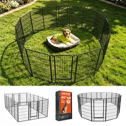 VEVOR Welpenauslauf Welpen-Freigehege Laufgitter Welpenzaun 101,6cm 16-tlg., Spielplatz für Große Hunde Katzen & Andere Kleintiere Faltbar Durch die Verschiedenen Formen Vielfältig Einsetzbar
