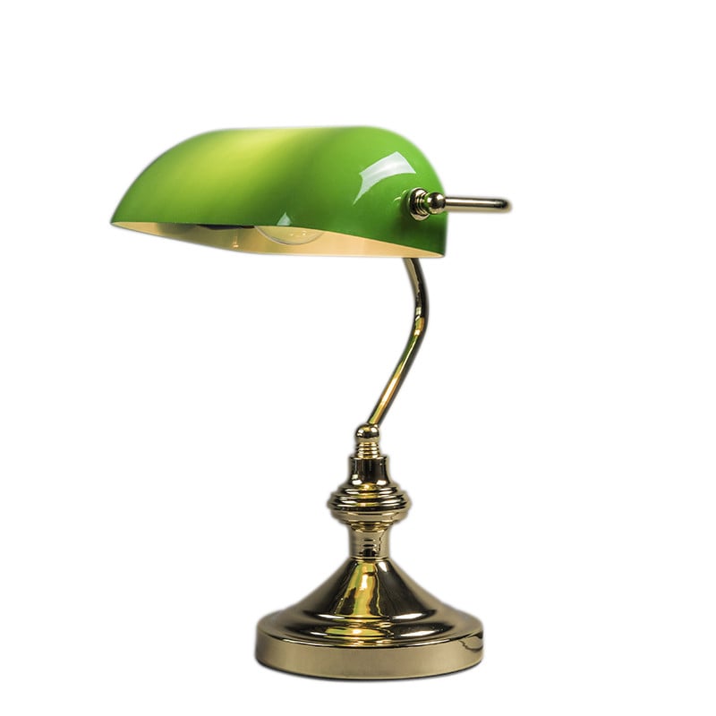 Qazqa Smart tafellamp Banker met messing en groen glas incl. wifi