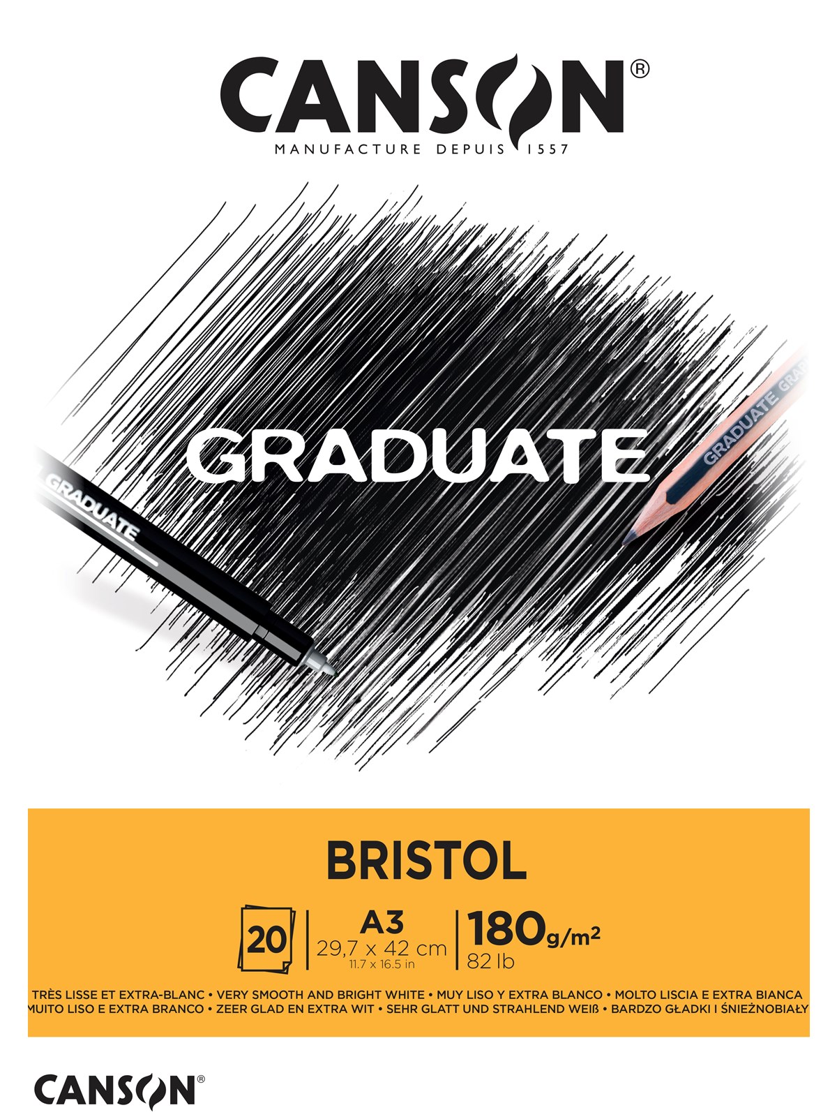Canson Graduate Bristol A3 180G Pad 20 SH