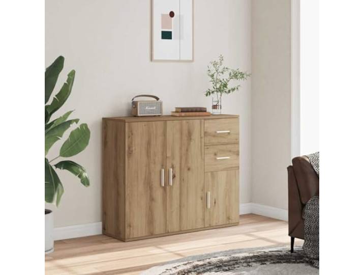 RJPLMFV Anrichte Eiche, 91 cm, Holz Stabiles Aufbewahrungsmöbel, robuste Platte, großer Stauraum, Wandmontage erforderlich