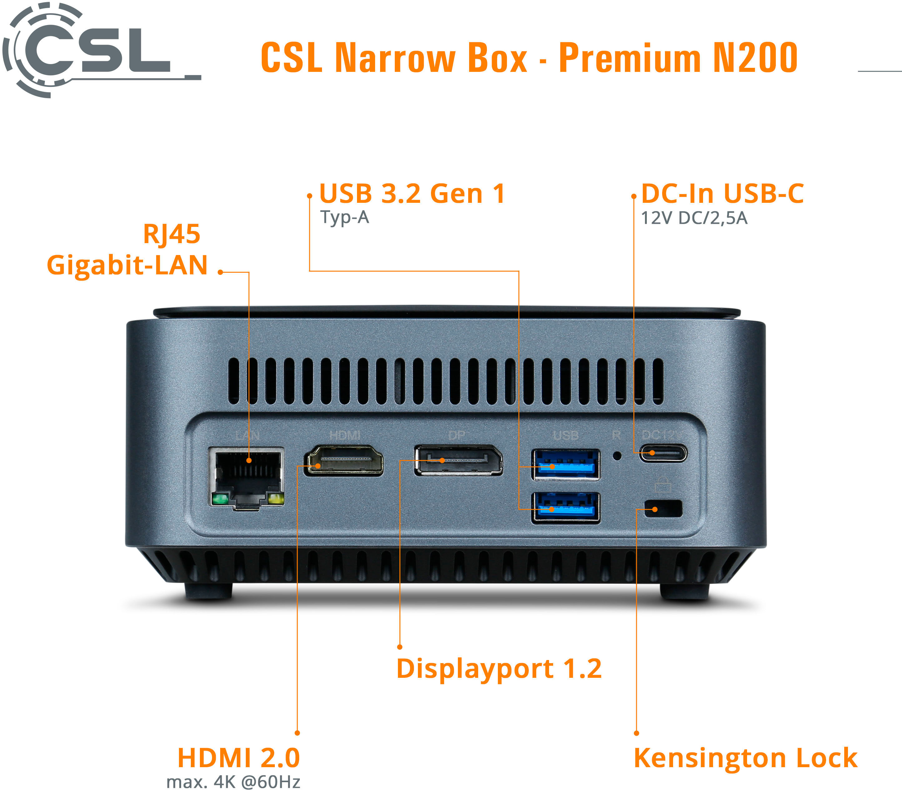 CSL Mini-PC "Narrow Box Premium", schwarz, Microsoft Windows 11 Pro, UHD Graphics, 16 GB RAM 500 GB SSD, Desktop-PCs, Mini-PC