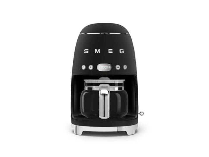 Smeg, DCF02BLMEU, Filter-Kaffeemaschine, Aroma und Autostart-Funktion, Glaskaraffe bis 12 Tassen, 2 Intensitätsniveaus, Warmhaltefunktion, 1050W, Mattschwarz