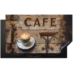 HERDABDECKPLATTE Cafe - Holz - Kaffee - Regale Induktionsschutz 91.6x52.7 cm