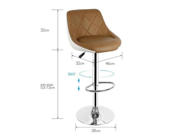 QIFAshma®6PCS TABOURET DE BAR-(Camel + blanc)-L46 x P32 x H 85/105 cm