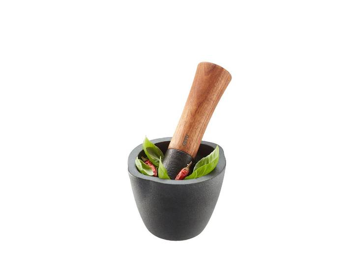 Mörser GEFU mit Stössel X-Plosion 8,5 cm , schwarz, H:6,8cm Ø:8,5cm, Gusseisen, Mörser, Mörser