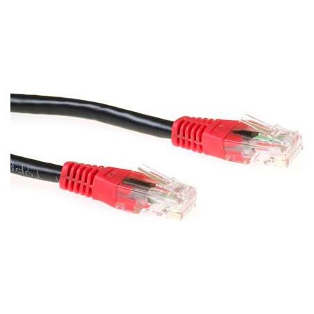 ACT Black 1 meter U/UTP CAT6 patch cable cross with RJ45 connectors. Cat6 u/utp cross bk/rd 1.00m (U/UTP, CAT6, 1 m) (IB8101)