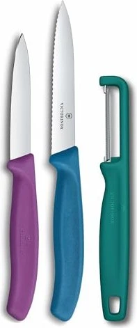 Victorinox Küchenmesserset 3 Stück - rot, schwarz, grün, 3 Stück