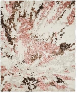 KALATY Abstract Shag Pink/White Area Rug