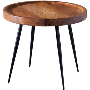 Wohnling Beistelltisch WL5.674, sheesham, rund, 46x40 cm (Ø/H), aus Massivholz / Metall