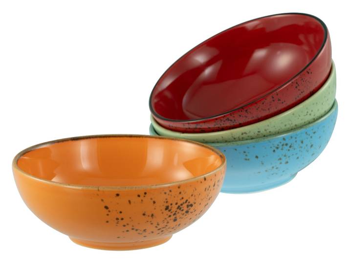 Schale CREATABLE Nature Collection, Smoothie Bowl 4-tlg , orange (mediterran), Ø:16,5cm, Steinzeug, Schüsseln, Schale, Handwerklicher Look, Vintage