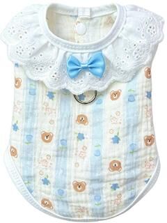 Fusion Finds Cute Dog Dress With Lace Bow & Breathable Puppy Vest For Small Dogs blue l