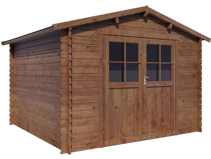 Abri de jardin en bois Willow - 9,3 m² - 28 mm - Marron