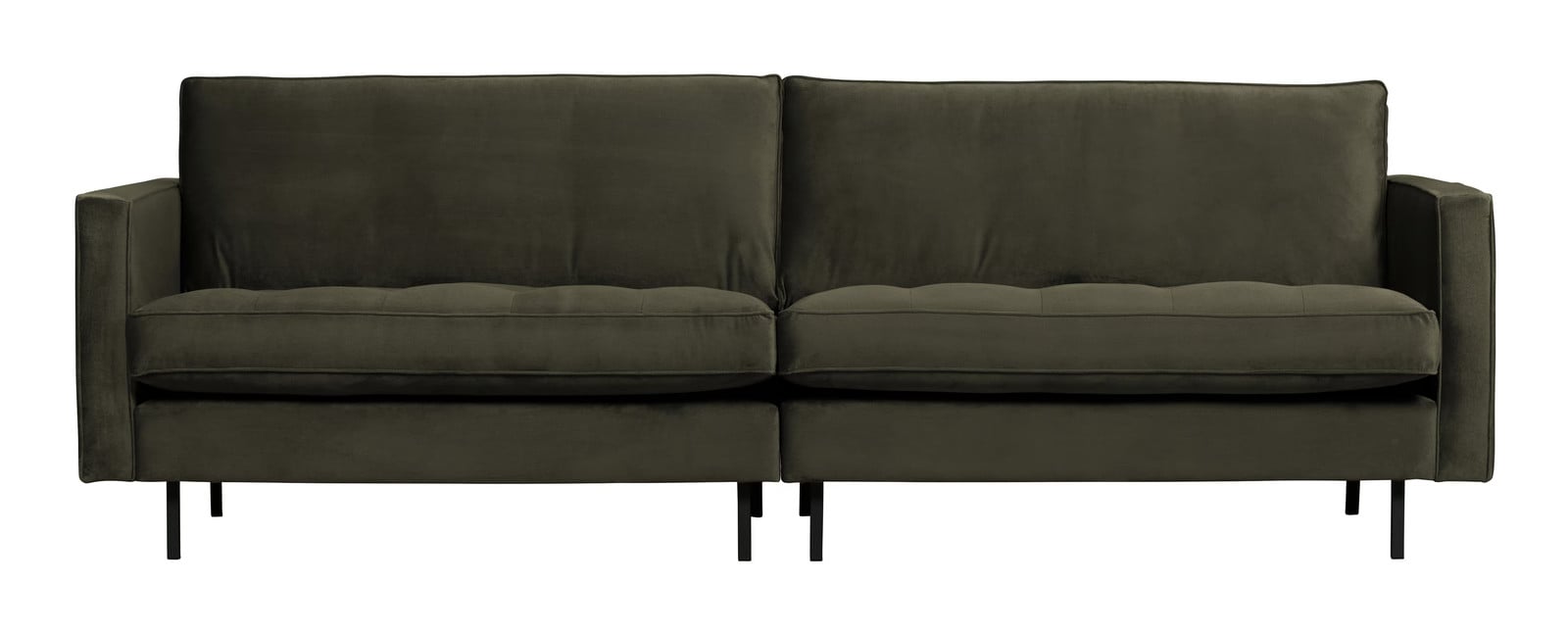 BePureHome WOOOD Rodeo 3-zits Bank, Velvet, Donkergroen