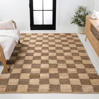 JONATHAN Y Theo Modern Farmhouse Woven Jute Checkerboard Area Rug