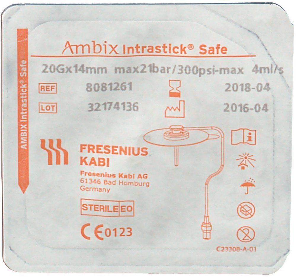 FRESENIUS KABI Ambix Intrastick Safe Portkan.20 Gx14 mm druckfest x2 2x1 St Infusionsset