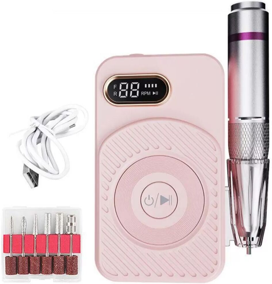 INF Lime à Ongles Électrique Rechargeable 45000 RPM avec Écran LCD Rose