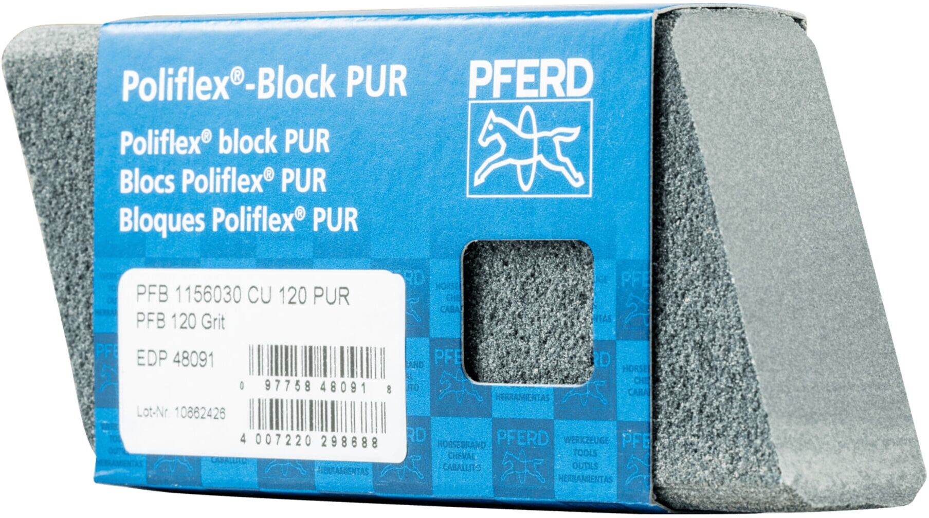 PFERD TOOLS Poliflex Schleifblock 30x60x115 mm Bindung PUR SIC120 für Feinschliff und Finish (41020120)