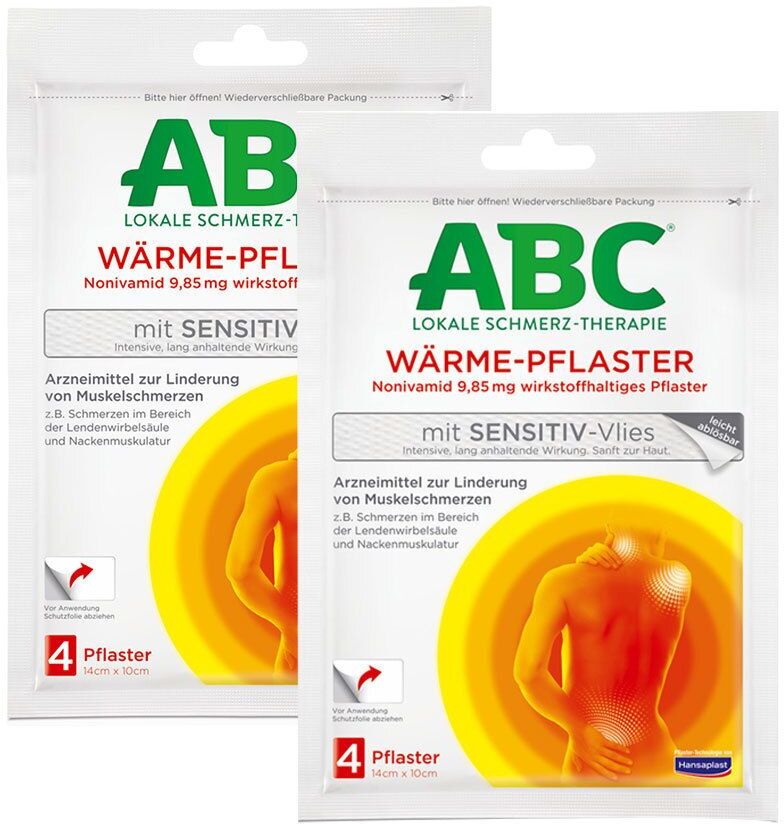 ABC Wärme-Pflaster sensitive Hansaplast med 10x14 Doppelpack 2x4 St Pflaster